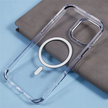 For iPhone 16 Pro Max Clear Case Compatible with MagSafe Four Corners Anti-Drop PC+TPU Phone Cover