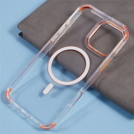 For iPhone 16 Pro Max Clear Case Compatible with MagSafe Four Corners Anti-Drop PC+TPU Phone Cover
