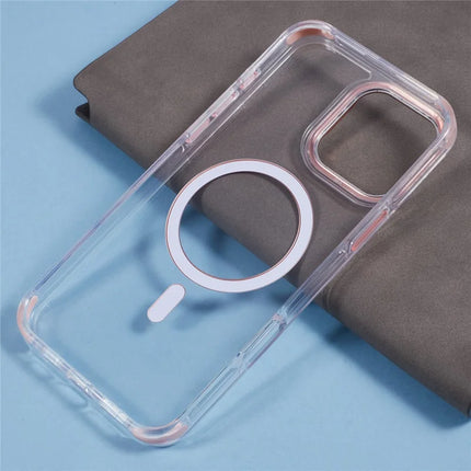 For iPhone 16 Pro Max Clear Case Compatible with MagSafe Four Corners Anti-Drop PC+TPU Phone Cover