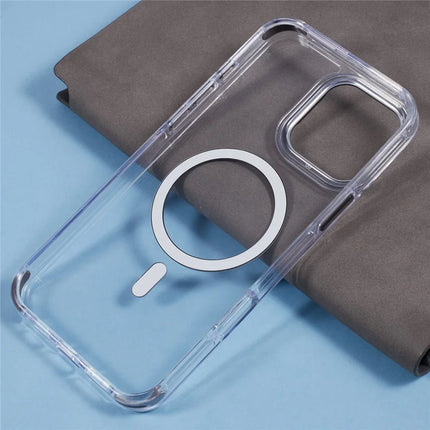For iPhone 16 Pro Max Clear Case Compatible with MagSafe Four Corners Anti-Drop PC+TPU Phone Cover