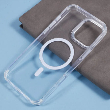 For iPhone 16 Pro Max Clear Case Compatible with MagSafe Four Corners Anti-Drop PC+TPU Phone Cover