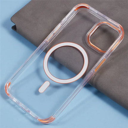 For iPhone 14 Clear Case Compatible with MagSafe Four Corners Anti-Drop PC+TPU Phone Cover