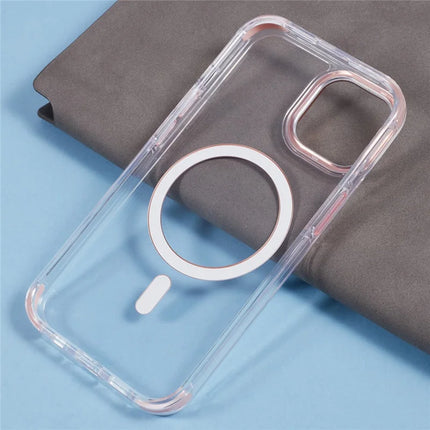 For iPhone 14 Clear Case Compatible with MagSafe Four Corners Anti-Drop PC+TPU Phone Cover