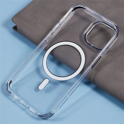 For iPhone 14 Clear Case Compatible with MagSafe Four Corners Anti-Drop PC+TPU Phone Cover