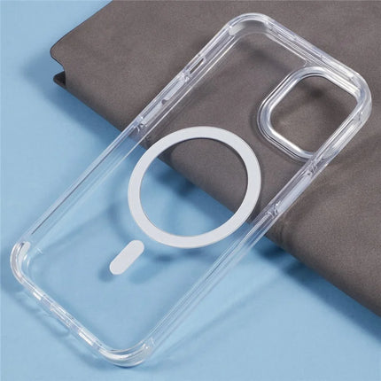 For iPhone 14 Clear Case Compatible with MagSafe Four Corners Anti-Drop PC+TPU Phone Cover