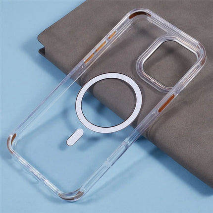 For iPhone 16 Pro Clear Case Compatible with MagSafe Four Corners Anti-Drop PC+TPU Phone Cover