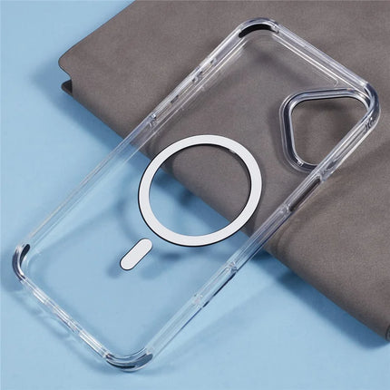 For iPhone 16 Clear Case Compatible with MagSafe Four Corners Anti-Drop PC+TPU Phone Cover