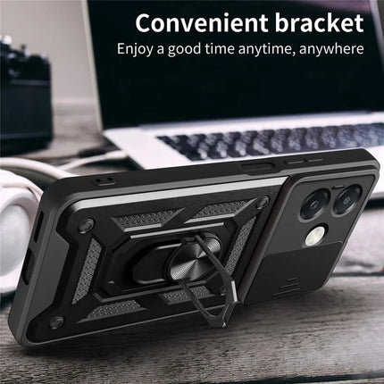 For Oppo A40 5G / A40 4G / A60 5G / A3x 5G (India) / A3x 4G Case with Slide Camera Lid PC+TPU Kickstand Phone Cover