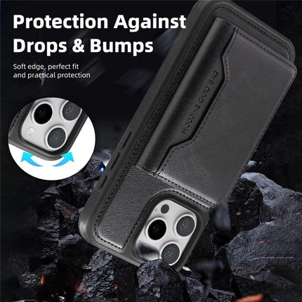 For iPhone 16 Pro Max Magnetic Case Leather Back Phone Cover with Detachable Card Bag