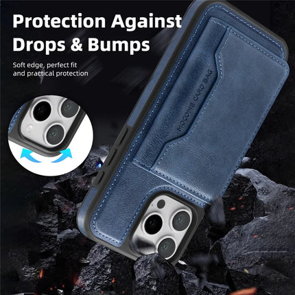 For iPhone 16 Pro Max Magnetic Case Leather Back Phone Cover with Detachable Card Bag