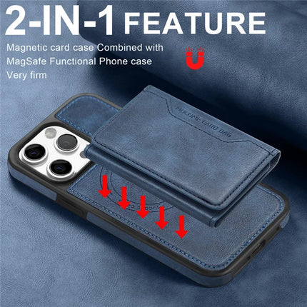 For iPhone 16 Pro Max Magnetic Case Leather Back Phone Cover with Detachable Card Bag