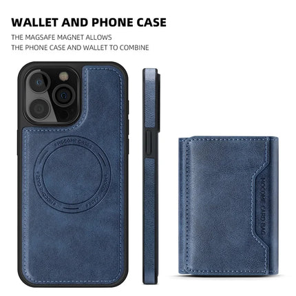 For iPhone 16 Pro Max Magnetic Case Leather Back Phone Cover with Detachable Card Bag