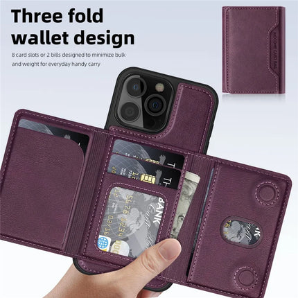For iPhone 16 Pro Max Magnetic Case Leather Back Phone Cover with Detachable Card Bag