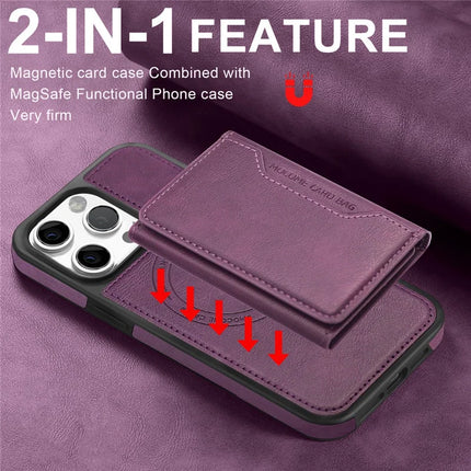 For iPhone 16 Pro Max Magnetic Case Leather Back Phone Cover with Detachable Card Bag