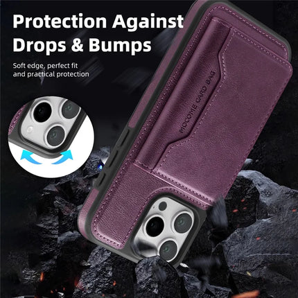 For iPhone 16 Pro Max Magnetic Case Leather Back Phone Cover with Detachable Card Bag