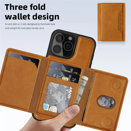 For iPhone 16 Pro Max Magnetic Case Leather Back Phone Cover with Detachable Card Bag