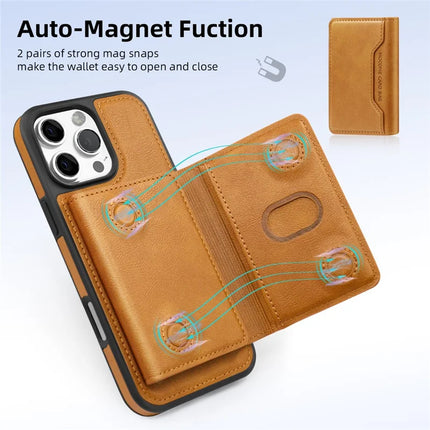 For iPhone 16 Pro Max Magnetic Case Leather Back Phone Cover with Detachable Card Bag