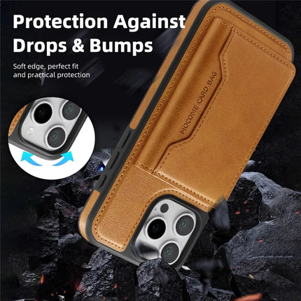 For iPhone 16 Pro Max Magnetic Case Leather Back Phone Cover with Detachable Card Bag