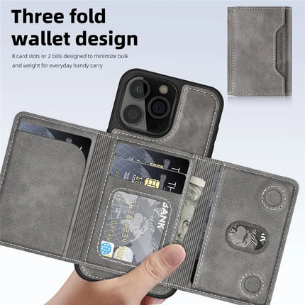 For iPhone 16 Pro Max Magnetic Case Leather Back Phone Cover with Detachable Card Bag