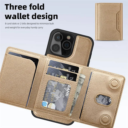 For iPhone 16 Pro Max Magnetic Case Leather Back Phone Cover with Detachable Card Bag
