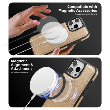 For iPhone 16 Pro Max Magnetic Case Leather Back Phone Cover with Detachable Card Bag