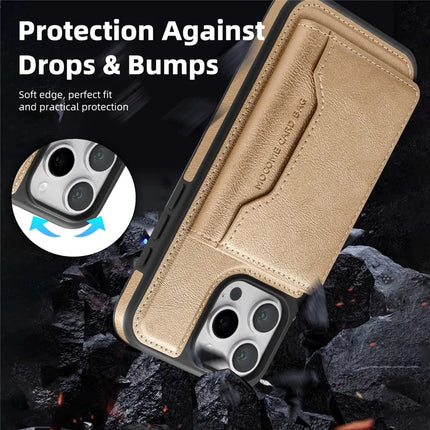 For iPhone 16 Pro Max Magnetic Case Leather Back Phone Cover with Detachable Card Bag