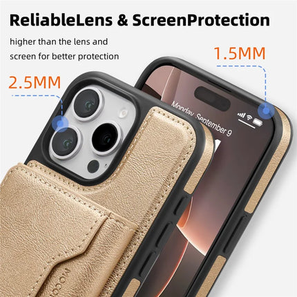 For iPhone 16 Pro Max Magnetic Case Leather Back Phone Cover with Detachable Card Bag