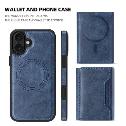 For iPhone 16 Plus Magnetic Case Leather Back Phone Cover with Detachable Card Bag
