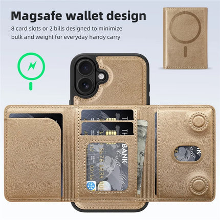 For iPhone 16 Plus Magnetic Case Leather Back Phone Cover with Detachable Card Bag