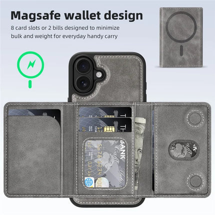 For iPhone 16 Plus Magnetic Case Leather Back Phone Cover with Detachable Card Bag