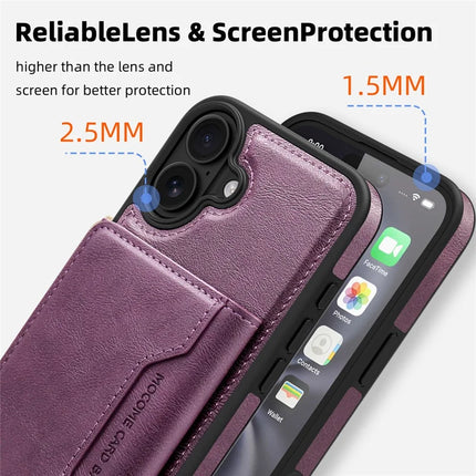 For iPhone 16 Magnetic Case Leather Back Phone Cover with Detachable Card Bag