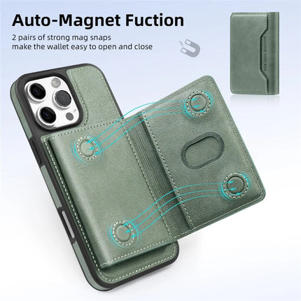 For iPhone 16 Pro Magnetic Case Leather Back Phone Cover with Detachable Card Bag