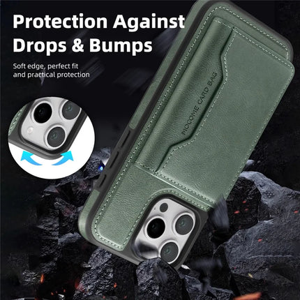 For iPhone 16 Pro Magnetic Case Leather Back Phone Cover with Detachable Card Bag