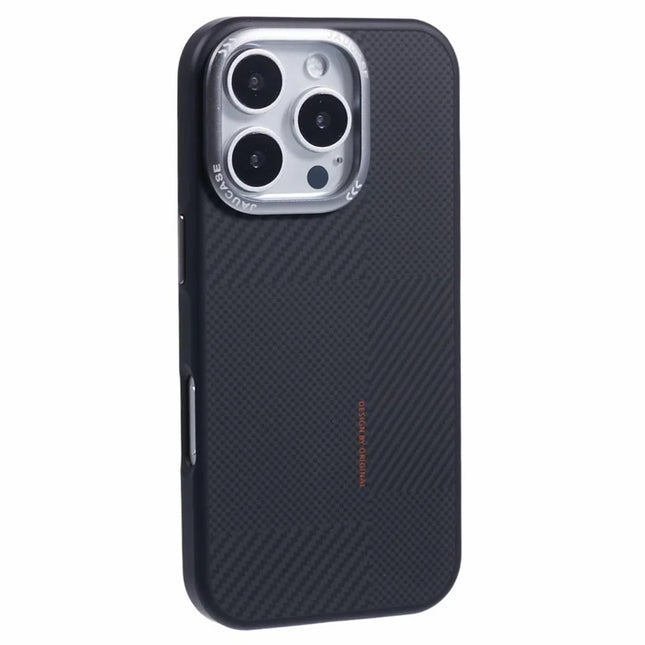 JAUCASE For iPhone 16 Pro Case PC+TPU Textured Phone Cover Compatible with MagSafe - Grey