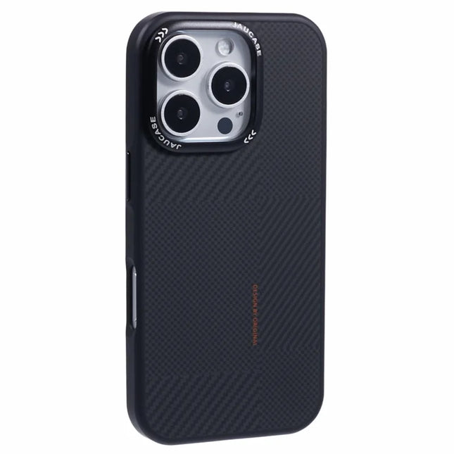 JAUCASE For iPhone 16 Pro Case PC+TPU Textured Phone Cover Compatible with MagSafe - Black