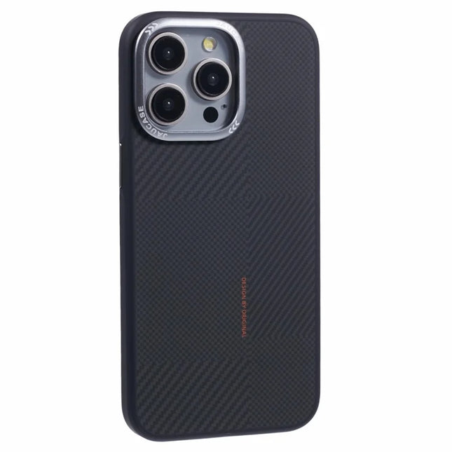 JAUCASE For iPhone 15 Pro Max Case PC+TPU Textured Phone Cover Compatible with MagSafe - Grey