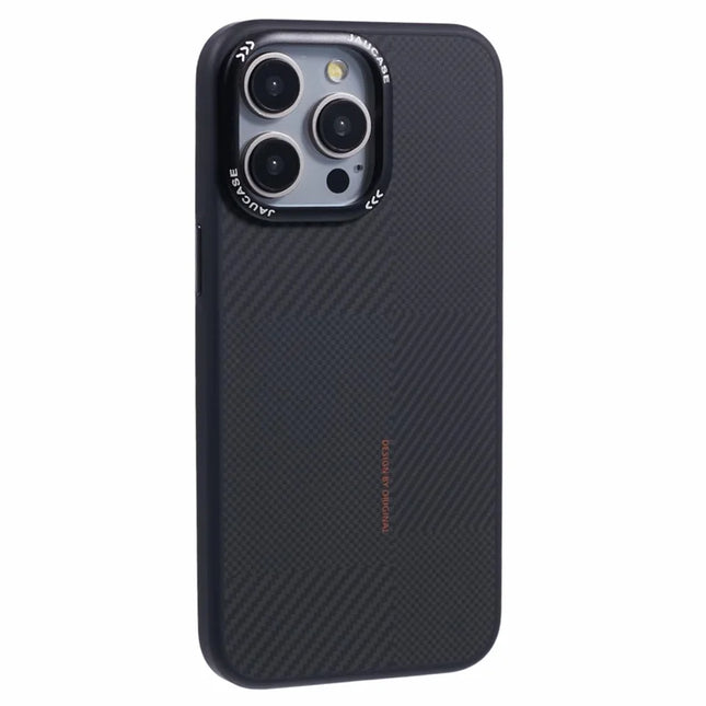 JAUCASE For iPhone 15 Pro Max Case PC+TPU Textured Phone Cover Compatible with MagSafe - Black