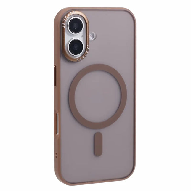 JAUCASE For iPhone 16 Magnetic Case PC+TPU Cover Compatible with MagSafe - Gold
