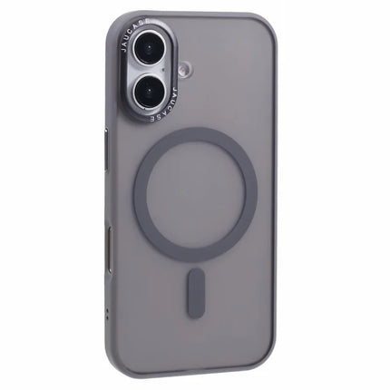 JAUCASE For iPhone 16 Magnetic Case PC+TPU Cover Compatible with MagSafe - Grey