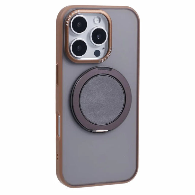 JAUCASE For iPhone 16 Pro Case Rotary Kickstand PC+TPU Phone Cover Compatible with MagSafe - Gold