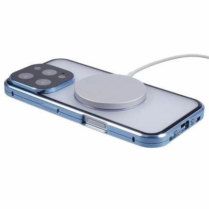 For iPhone 16 Pro Case Double Sides Tempered Glass Phone Cover Compatible with MagSafe Full Protector