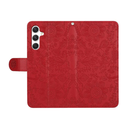 For Samsung Galaxy A16 5G / 4G Case Flower Imprint Leather Flip Wallet Phone Cover with Wrist Strap