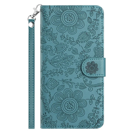 For Samsung Galaxy A16 5G / 4G Case Flower Imprint Leather Flip Wallet Phone Cover with Wrist Strap