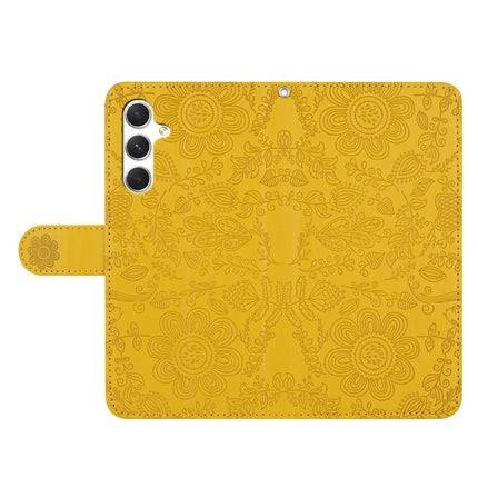 For Samsung Galaxy A16 5G / 4G Case Flower Imprint Leather Flip Wallet Phone Cover with Wrist Strap