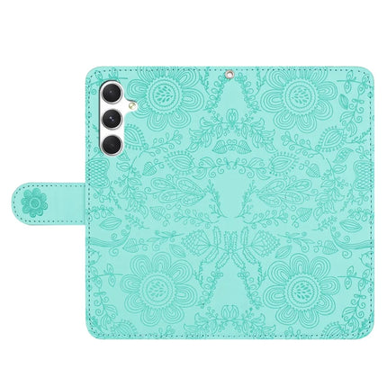 For Samsung Galaxy A16 5G / 4G Case Flower Imprint Leather Flip Wallet Phone Cover with Wrist Strap