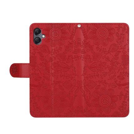 For Samsung Galaxy A06 Case Flower Imprint Leather Flip Wallet Phone Cover with Wrist Strap