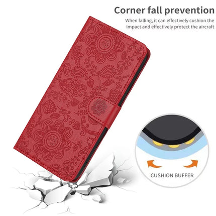 For Samsung Galaxy A06 Case Flower Imprint Leather Flip Wallet Phone Cover with Wrist Strap
