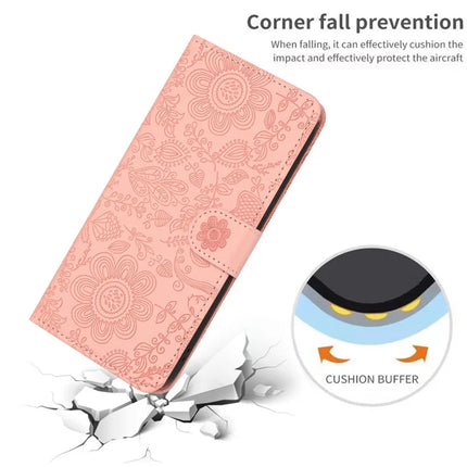 For Samsung Galaxy A06 Case Flower Imprint Leather Flip Wallet Phone Cover with Wrist Strap