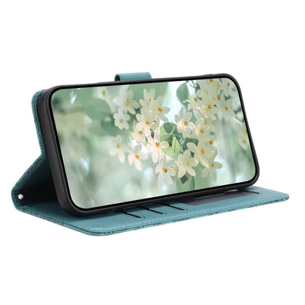 For Samsung Galaxy A06 Case Flower Imprint Leather Flip Wallet Phone Cover with Wrist Strap