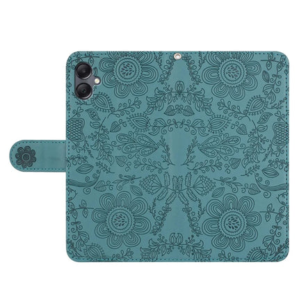 For Samsung Galaxy A06 Case Flower Imprint Leather Flip Wallet Phone Cover with Wrist Strap